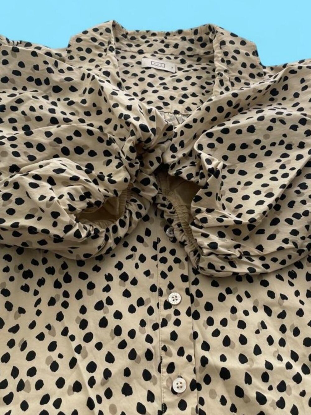 AYR "Puff Piece" Dalmatian Spot Poplin Blouse - Puff Sleeve Button-Up